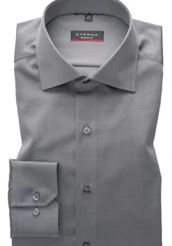 ETERNA modern fit overhemd, twill, antraciet grijs