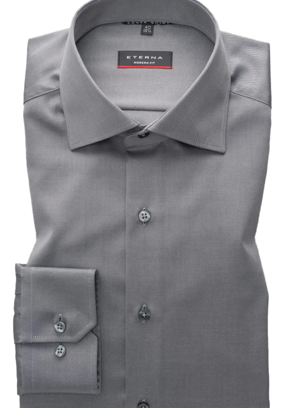 ETERNA modern fit overhemd, twill, antraciet grijs