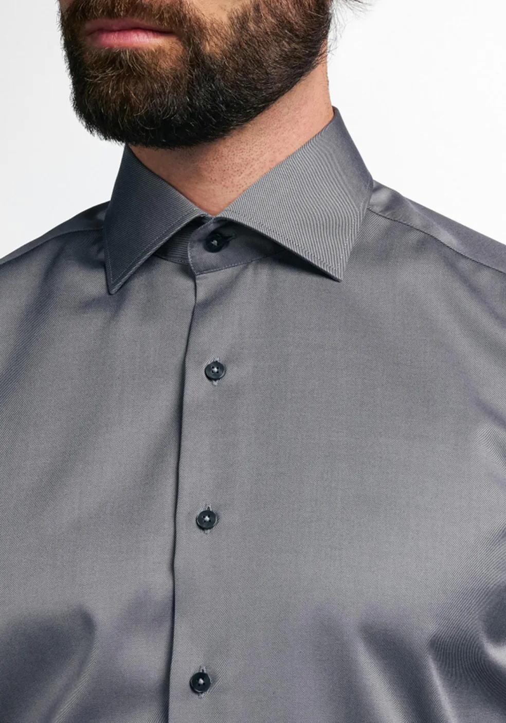 ETERNA modern fit overhemd, twill, antraciet grijs