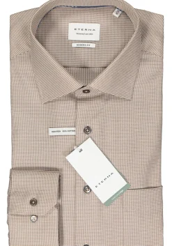 ETERNA modern fit overhemd, twill, beige mini dessin