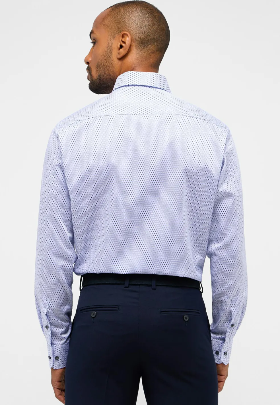 ETERNA modern fit overhemd, twill, licht- en donkerblauw met wit dessin