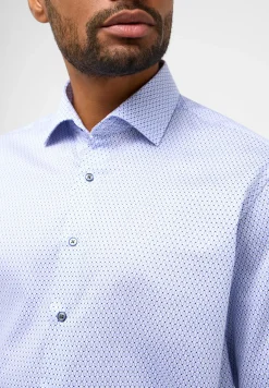 ETERNA modern fit overhemd, twill, licht- en donkerblauw met wit dessin