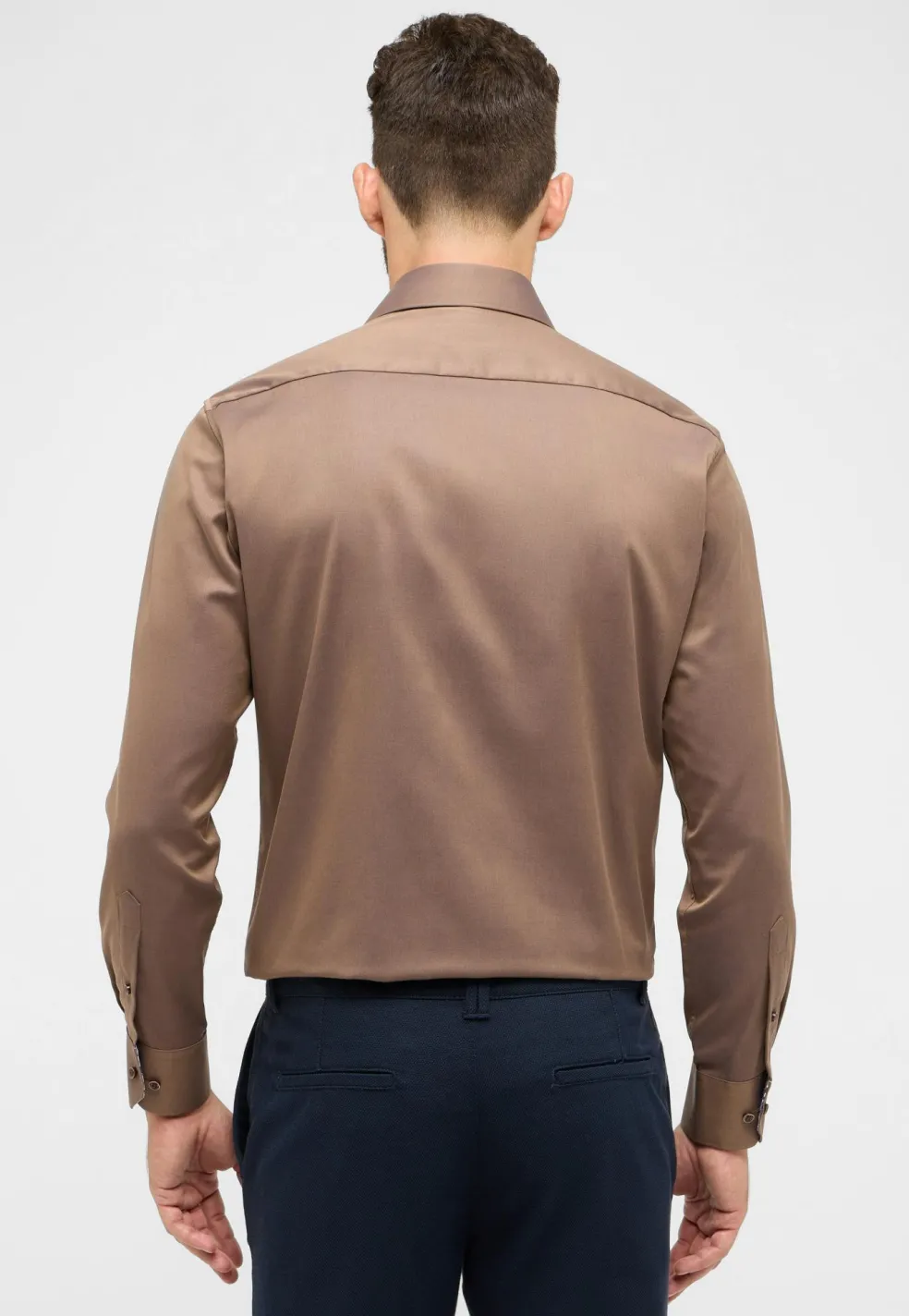 ETERNA modern fit overhemd, twill, lichtbruin (contrast)