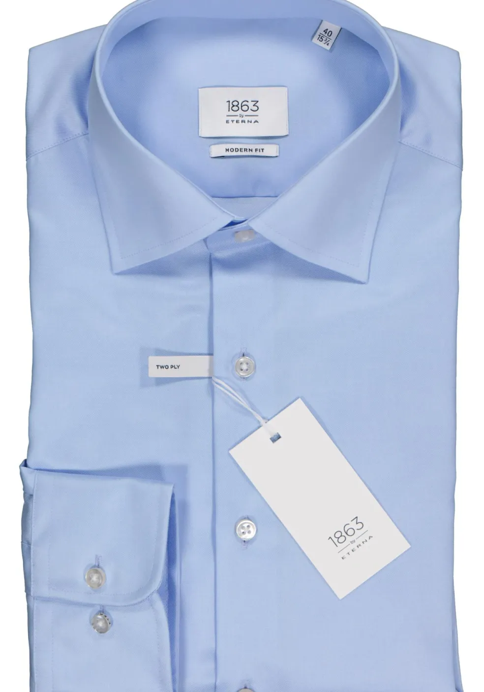 ETERNA 1863 modern fit premium overhemd, 2-ply twill heren overhemd, lichtblauw