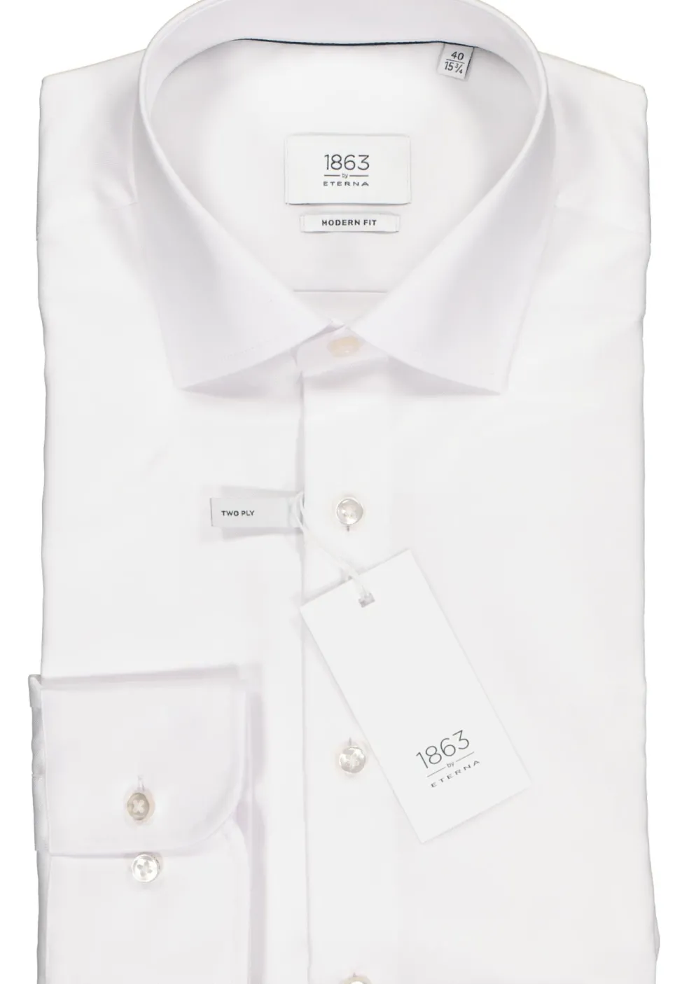 ETERNA 1863 modern fit premium overhemd, 2-ply twill heren overhemd, wit