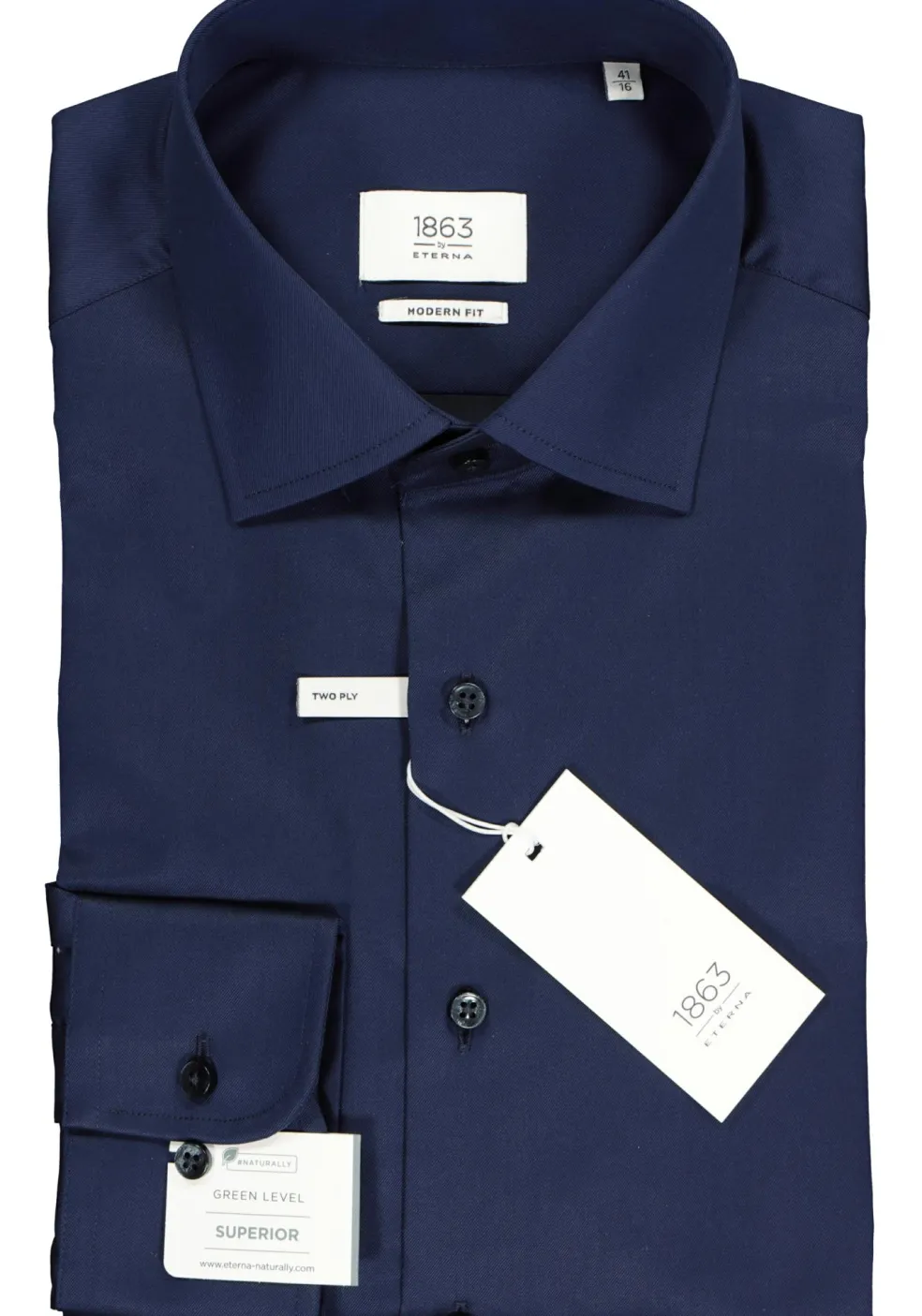 ETERNA 1863 modern fit premium overhemd, 2-ply twill heren overhemd, donkerblauw