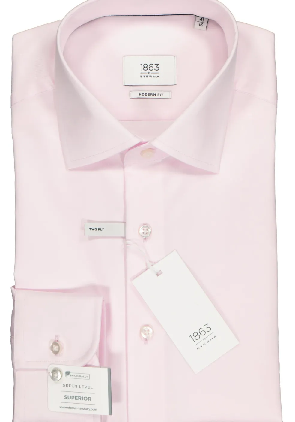 ETERNA 1863 modern fit premium overhemd, 2-ply twill heren overhemd, roze
