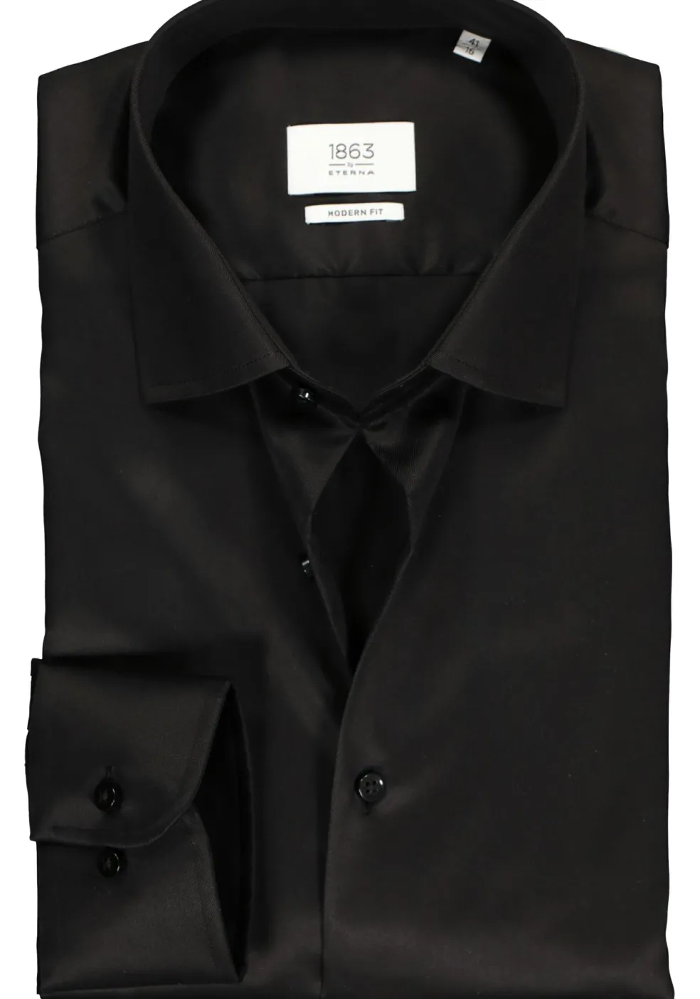 ETERNA 1863 modern fit premium overhemd, 2-ply twill heren overhemd, zwart