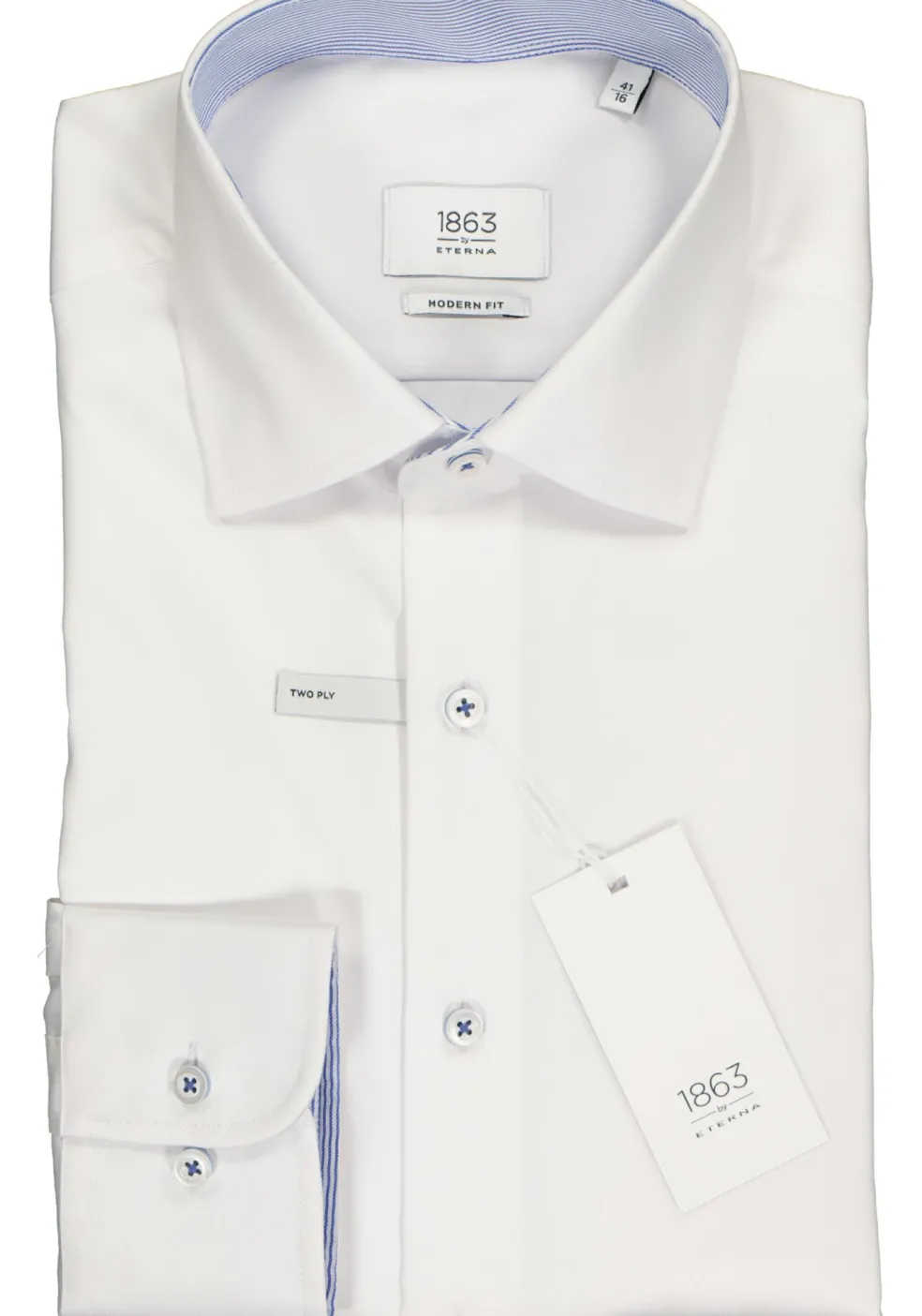 ETERNA 1863 modern fit premium overhemd, 2-ply twill heren overhemd, wit (contrast)