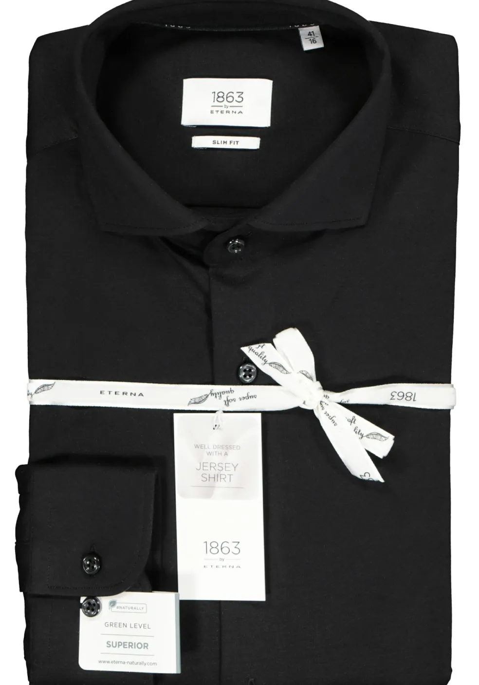 ETERNA 1863 slim fit casual Soft tailoring overhemd, jersey heren overhemd, zwart