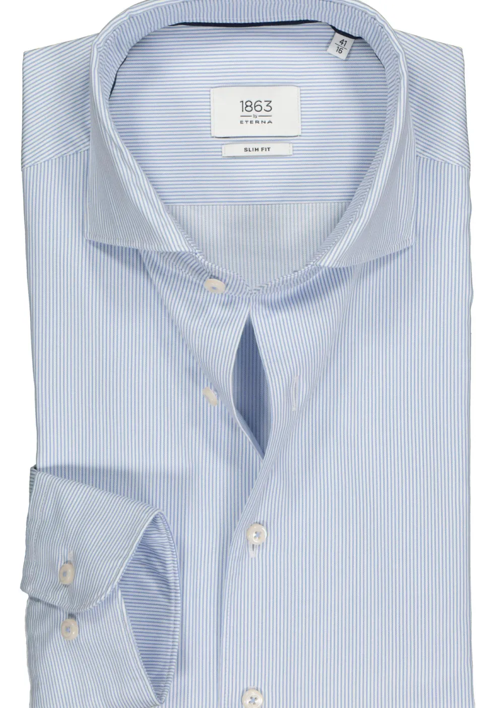 ETERNA 1863 slim fit casual Soft tailoring overhemd, twill heren overhemd, blauw met wit gestreept