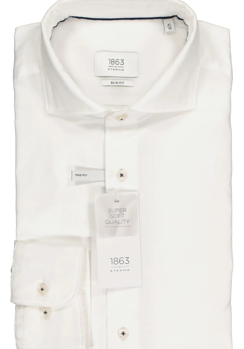 ETERNA 1863 slim fit casual Soft tailoring overhemd, twill heren overhemd, wit