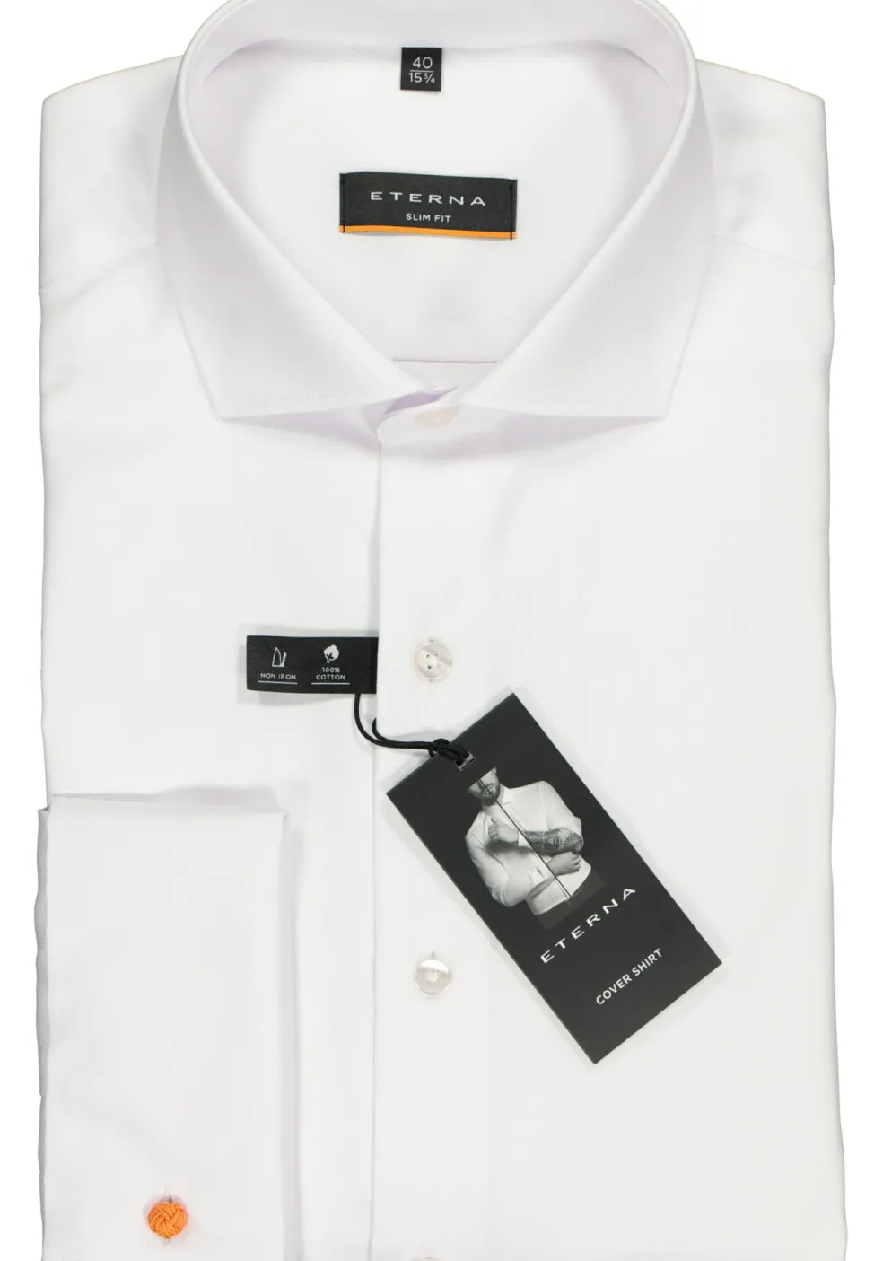 ETERNA slim fit overhemd, dubbele manchet, niet doorschijnend twill heren overhemd, wit