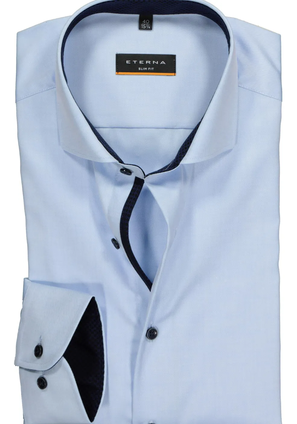 ETERNA slim fit overhemd, niet doorschijnend twill, lichtblauw (contrast)