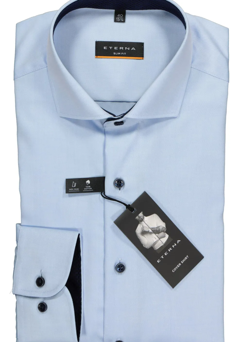 ETERNA slim fit overhemd, niet doorschijnend twill, lichtblauw (contrast)