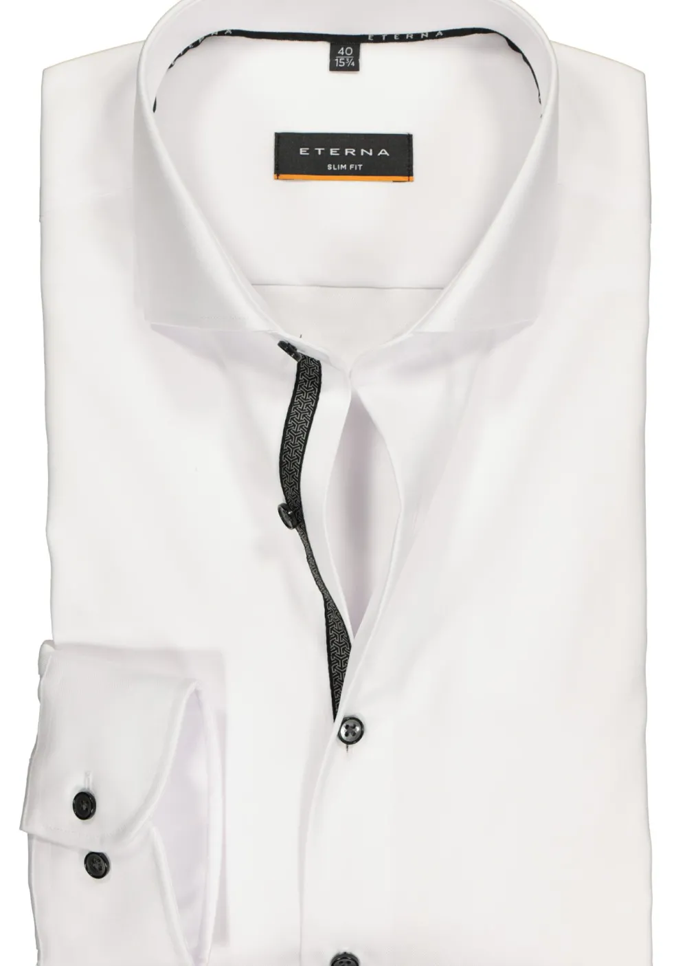 ETERNA slim fit overhemd, niet doorschijnend twill, wit (zwart contrast)