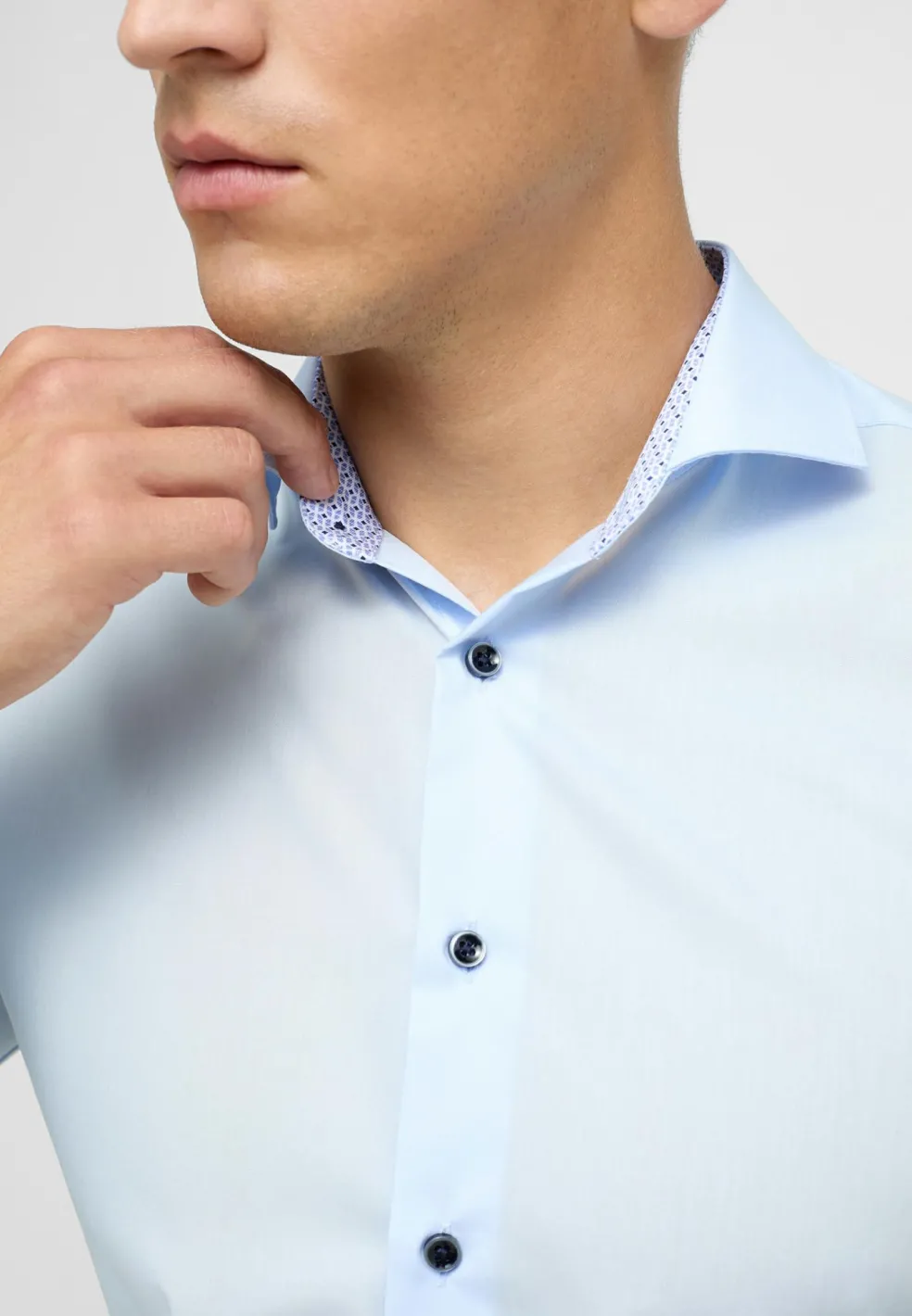 ETERNA slim fit overhemd, popeline, lichtblauw (contrast)