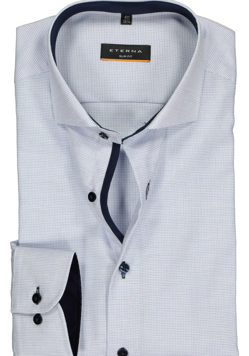 ETERNA slim fit overhemd, structuur heren overhemd, lichtblauw met wit (donkerblauw contrast)