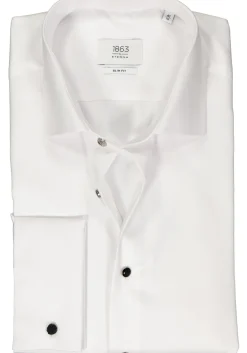 ETERNA slim fit overhemd, twill met dubbele manchet, wit