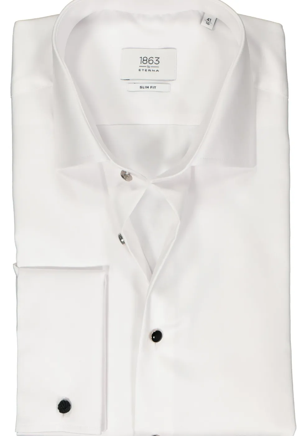 ETERNA slim fit overhemd, twill met dubbele manchet, wit