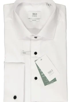 ETERNA slim fit overhemd, twill met dubbele manchet, wit