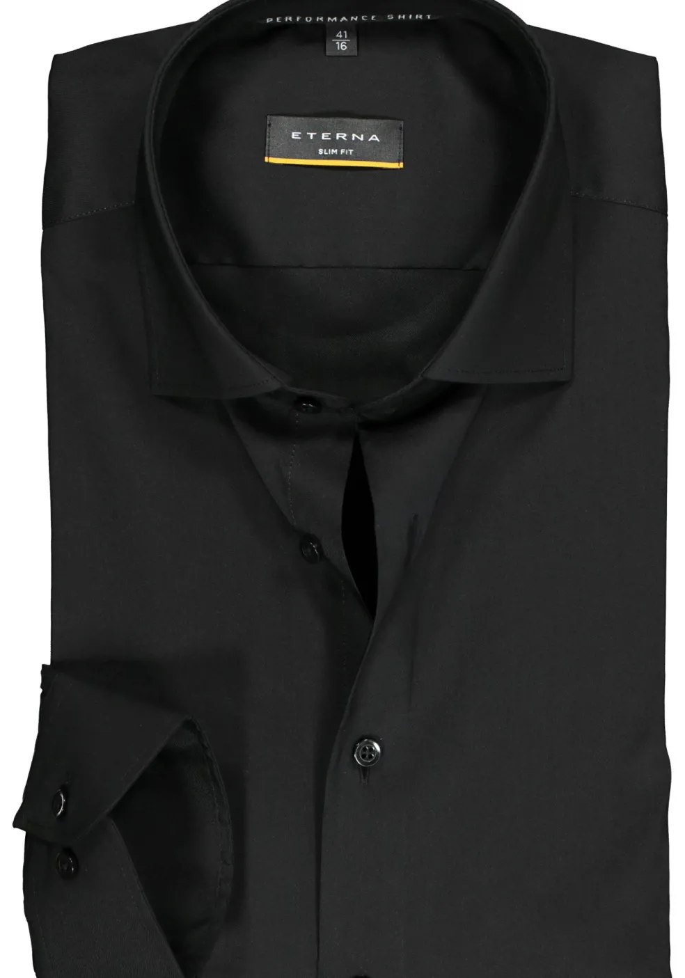 ETERNA slim fit performance overhemd, superstretch lyocell, zwart