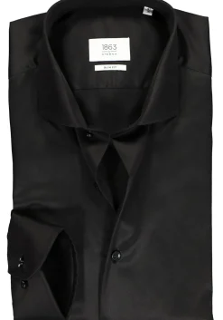 ETERNA 1863 slim fit premium overhemd, 2-ply twill heren overhemd, zwart