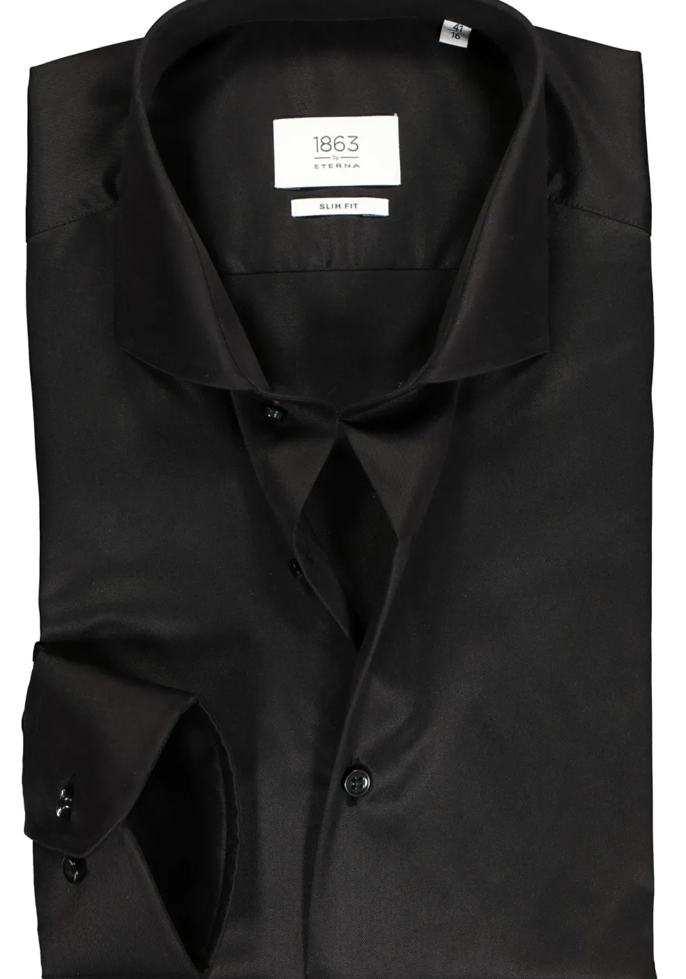 ETERNA 1863 slim fit premium overhemd, 2-ply twill heren overhemd, zwart