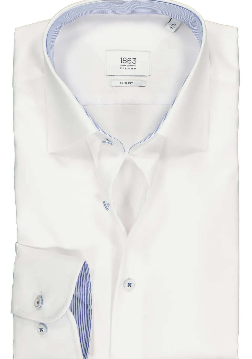 ETERNA 1863 slim fit premium overhemd, 2-ply twill heren overhemd, wit (contrast)
