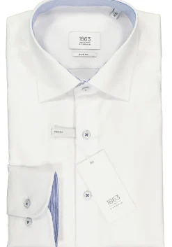 ETERNA 1863 slim fit premium overhemd, 2-ply twill heren overhemd, wit (contrast)