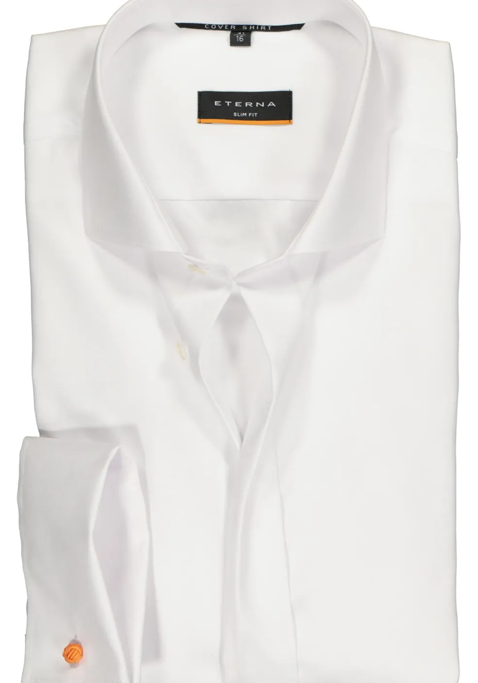 ETERNA slim fit smoking overhemd, mouwlengte 7, twill met dubbele manchet, wit