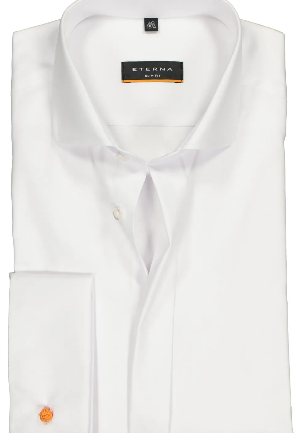 ETERNA slim fit smoking overhemd, dubbele manchet, niet doorschijnend twill heren overhemd, wit