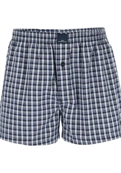 Gotzburg boxershorts geweven (2-pack), heren boxers katoen wijd model, blauw geruit