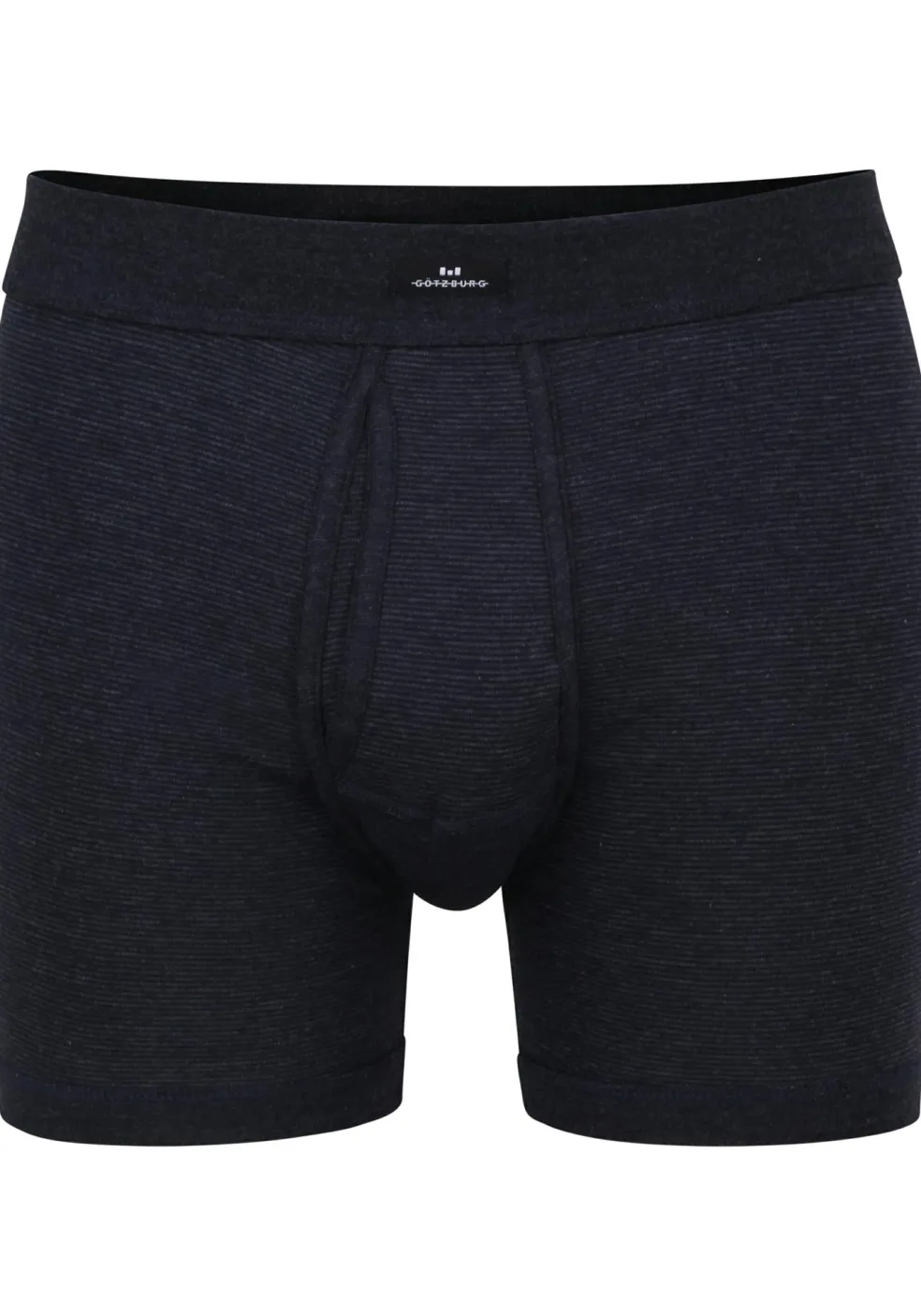 Gotzburg heren boxer lang met gulp (1-pack), middenblauw gestreept