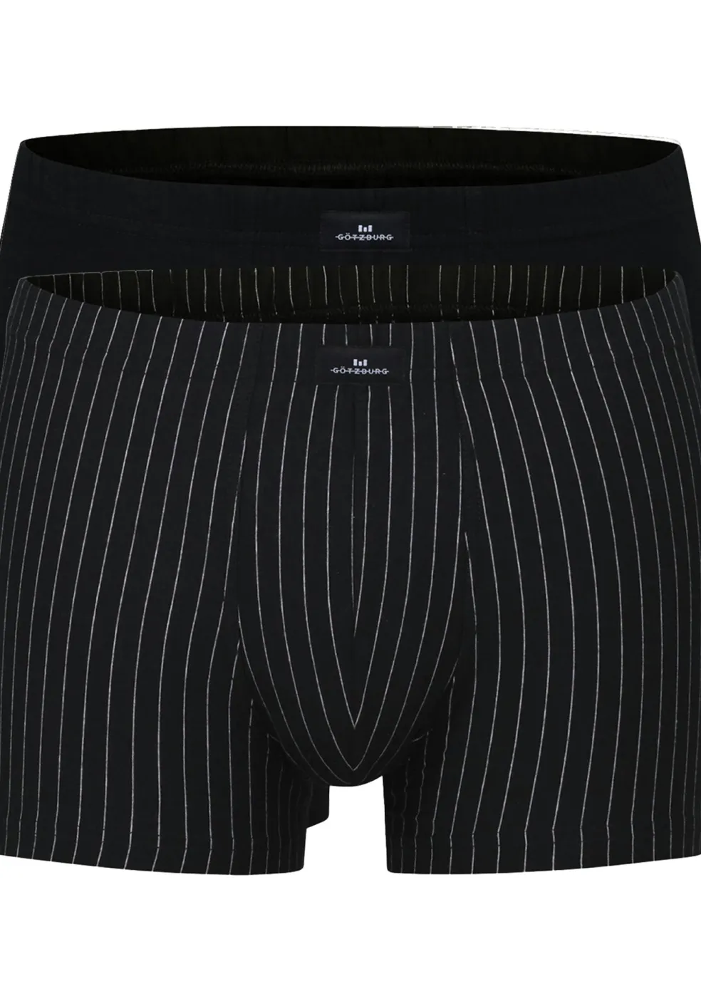 Gotzburg heren boxer normale lengte (2-pack), zwart en zwart-wit gestreept