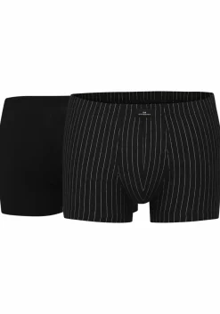 Gotzburg heren boxer normale lengte (2-pack), zwart en zwart-wit gestreept
