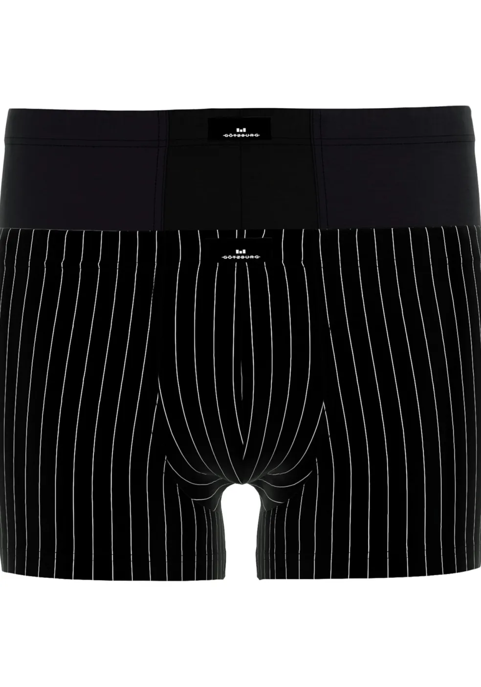 Gotzburg heren boxer normale lengte (2-pack), zwart en zwart-wit gestreept