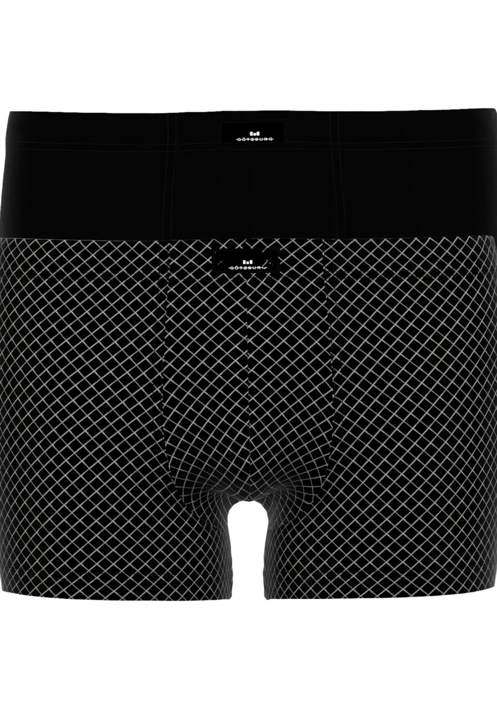 Gotzburg heren boxer normale lengte (2-pack), zwart geruit