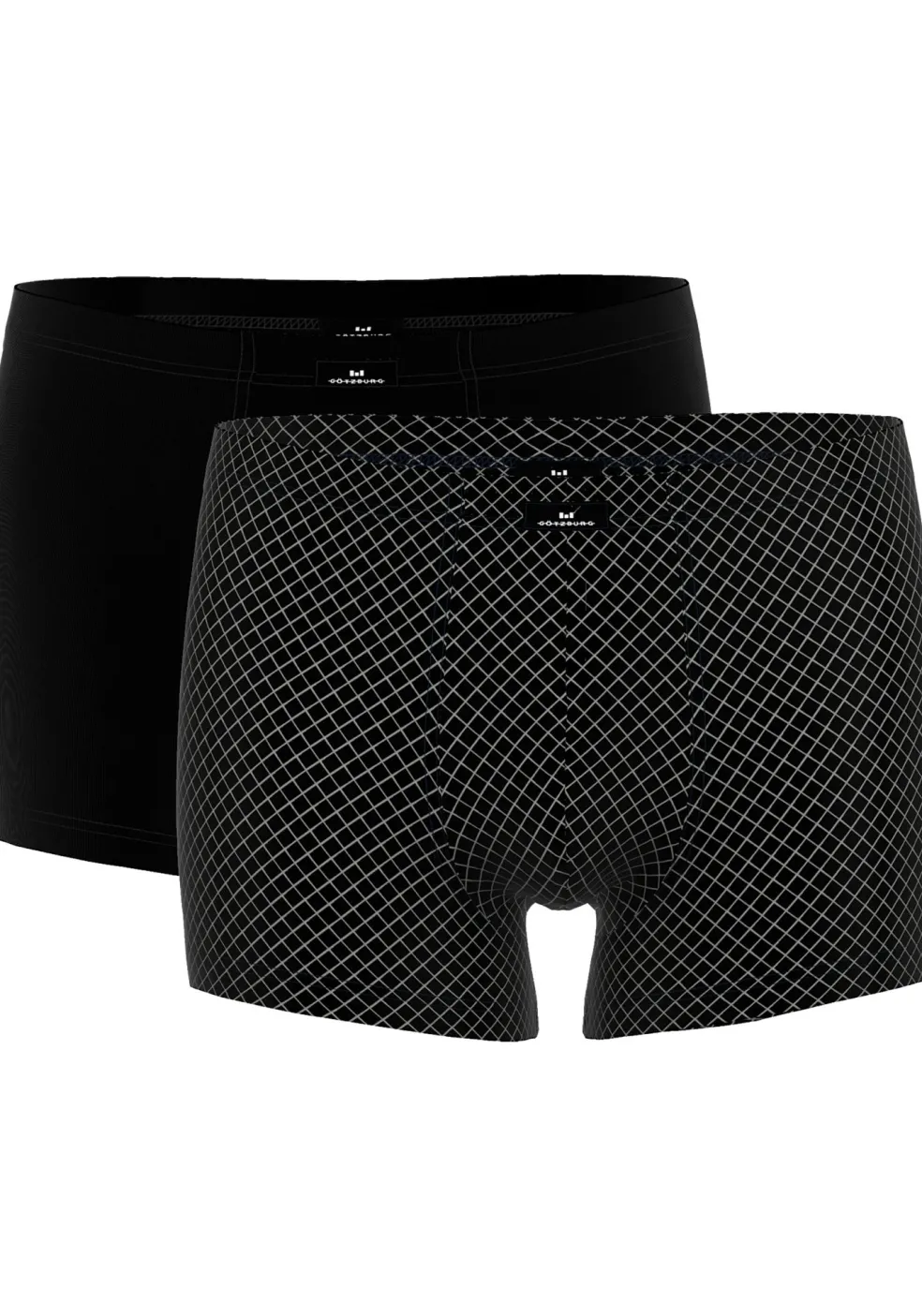 Gotzburg heren boxer normale lengte (2-pack), zwart geruit