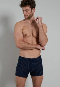 Gotzburg heren boxer normale lengte (1-pack), donkerblauw gestreept
