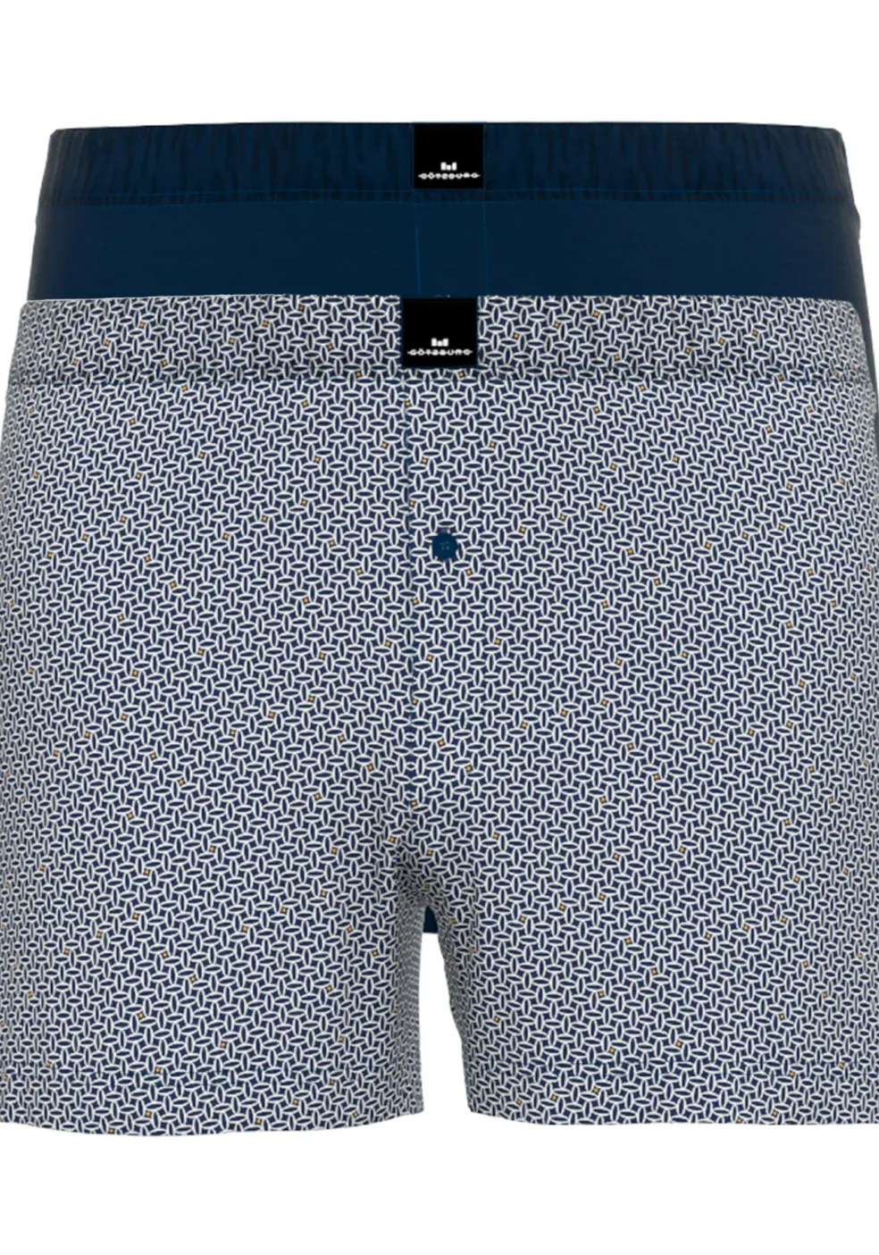 Gotzburg heren boxershorts wijd model met gulp (2-pack), middenblauw mini dessin