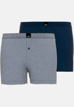 Gotzburg heren boxershorts wijd model met gulp (2-pack), middenblauw mini dessin