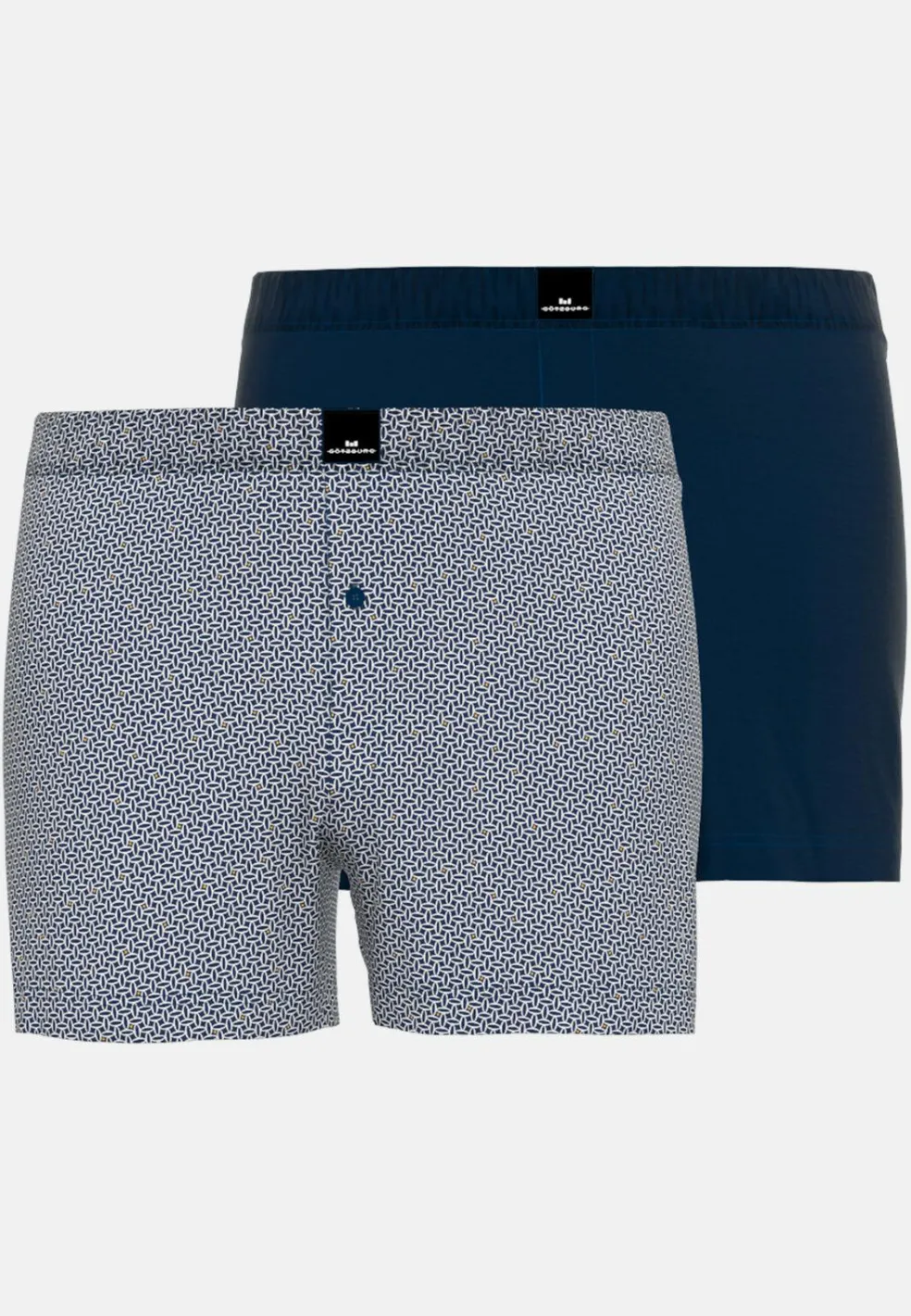 Gotzburg heren boxershorts wijd model met gulp (2-pack), middenblauw mini dessin