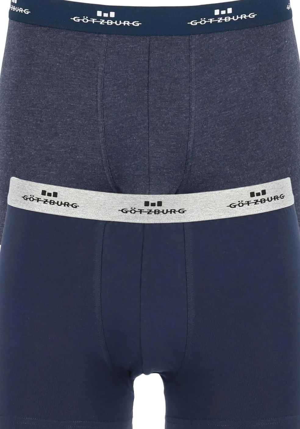 Gotzburg heren boxers (2-pack), normale lengte, donkerblauw en blauw melange