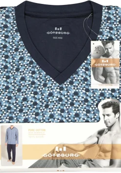 Gotzburg heren pyjama, blauw dessin