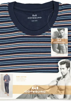 Gotzburg heren pyjama, blauw gestreept