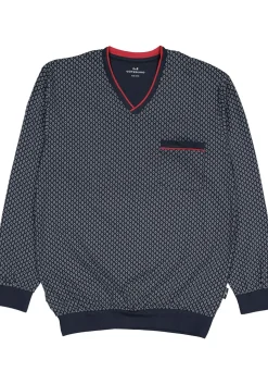 Gotzburg heren pyjama, blauw met rood en wit dessin