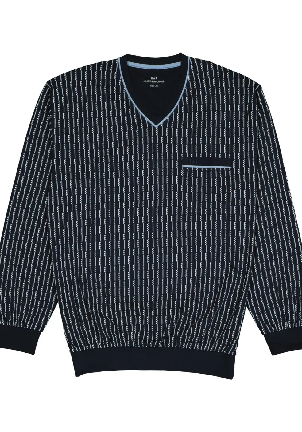 Gotzburg heren pyjama, blauw met lichtblauw en wit dessin