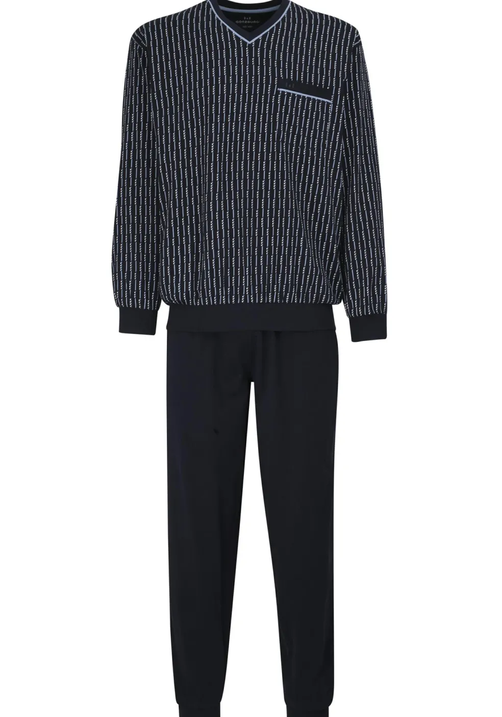Gotzburg heren pyjama, blauw met lichtblauw en wit dessin