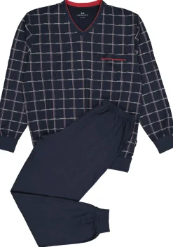 Gotzburg heren pyjama, blauw met rood en wit geruit